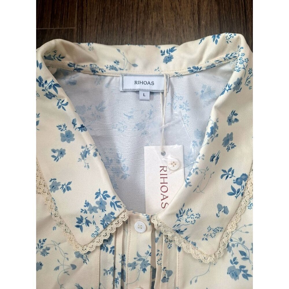 NWT Rihos Floral Lace Cottagecore Blouse Size L - Picture 6 of 9
